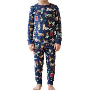 Hanna Andersson Organic Cotton Christmas Dogs Pajama Set – Kids Top 5, Pants 8